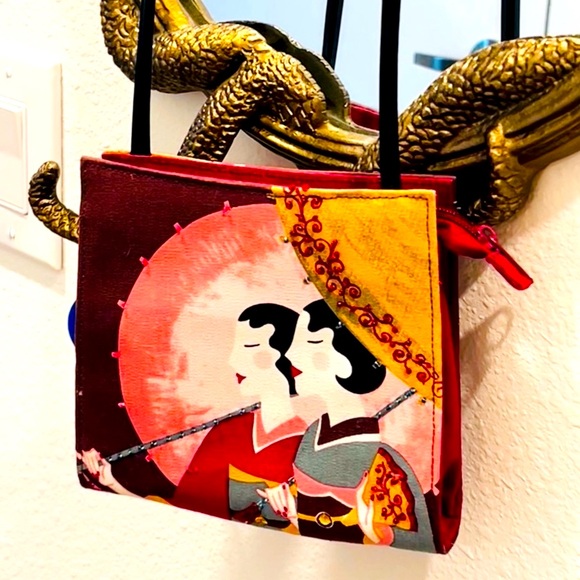 Handbags - Small Crossbody Asian Inspired Bag w/Bead Embellishments